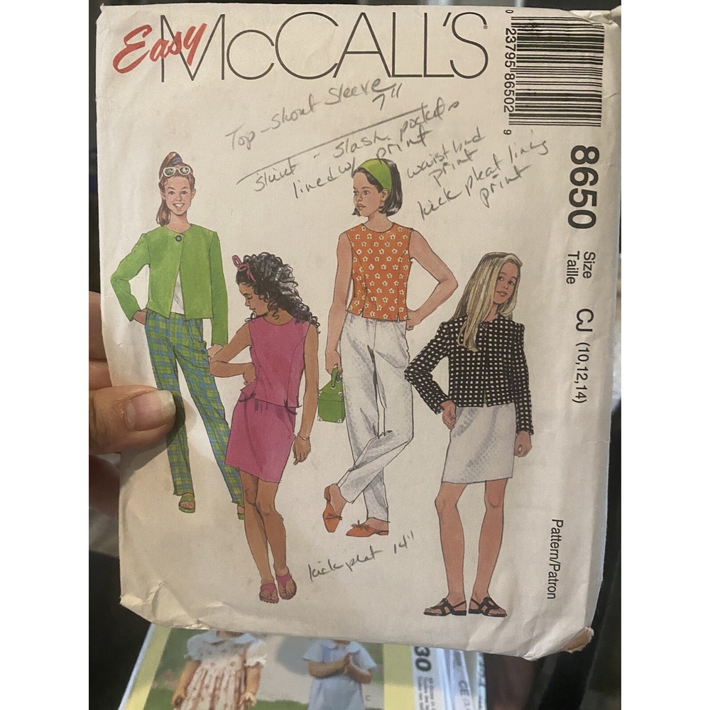 Girls McCalls Sewing Pattern 8650 Size 10-14 Jacket Top Skirt Pants Cut Complete